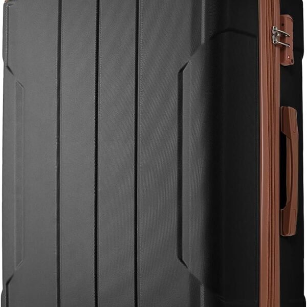 20 Inch Carry On Luggage with Wheels Aluminum Alloy Corner Hard Shell Suitcase  Luggage Suitcases for Travel Woman Men(Black brown)