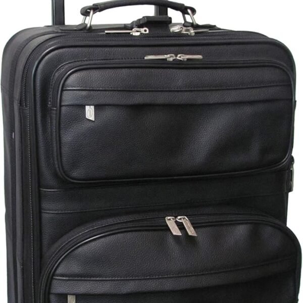 Black Leather 26" Suitcase with Wheels (#89-0)
