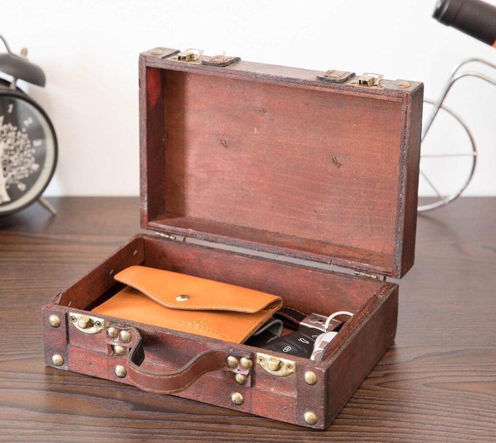 Old-Fashioned Small Suitcase/Decorative Box with Straps - Image 2